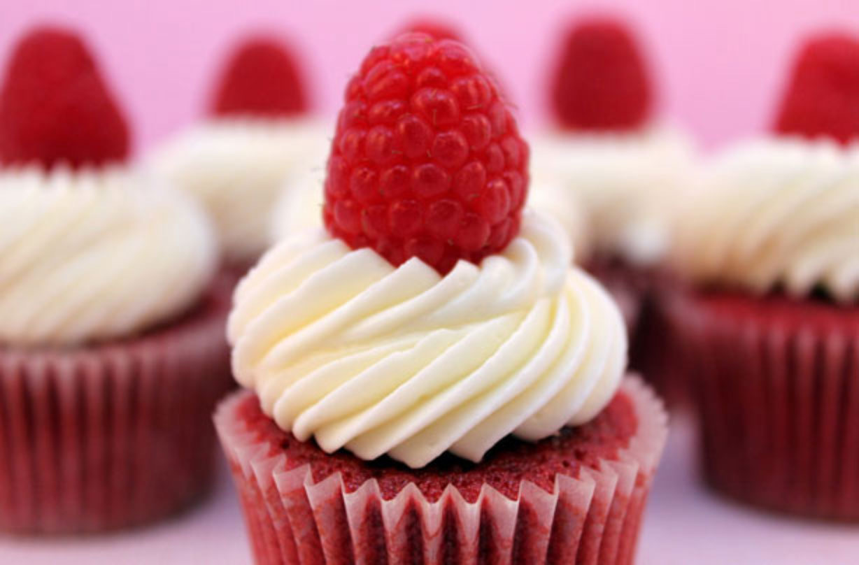 Red Velvet Raspberry Cupcakes 