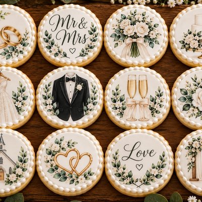 Edible Print Vintage Wedding Sugar cookie, your design