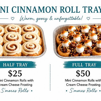 Full Tray Of Mini Cinnamon Rolls