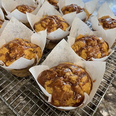 Sourdough Pumpkin Muffins With Orange Cinnamon Glaze (4 Pack)
