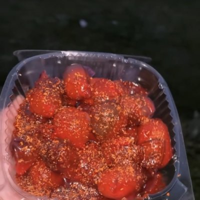 Chamoy Fruit Roll up Covered Grapes 