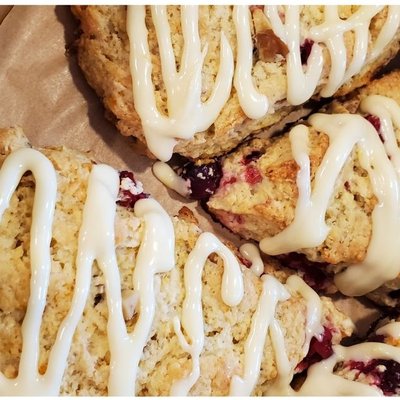 Sourdough Scones (4) Cranberry Walnut Orange Glazed 