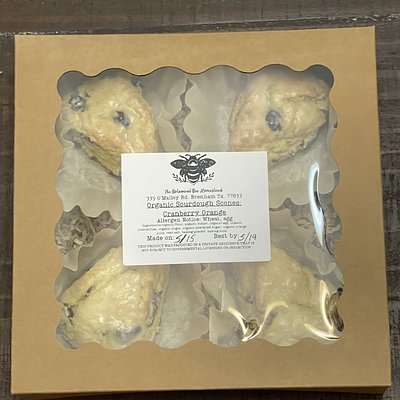 Organic Sourdough Cranberry Orange Scones 4- Pack 