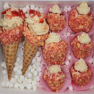 Strawberry Crunch, Berry & Cone Box W/cheesecake filling 