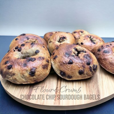Chocolate Chip Sourdough Bagels - One Dozen