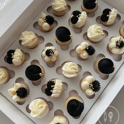 2 Dozen Elegant Swirls Vanilla Mini Cupcakes 