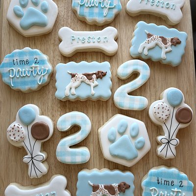 Custom Decorated Sugar Cookies “Time 2 Pawty” 6+ Designs