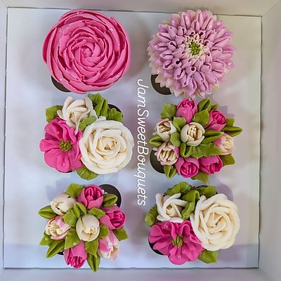 6 Floral Cupcakes Box
