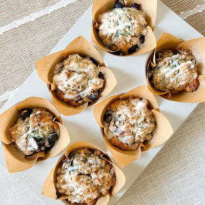 Sourdough Blueberry Crumble Muffins