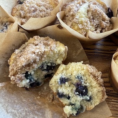 Sourdough Blueberry Streusel Muffins