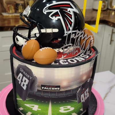 8" Round Sports Image/ Helmet Theme Cake (Sizes Customizable)