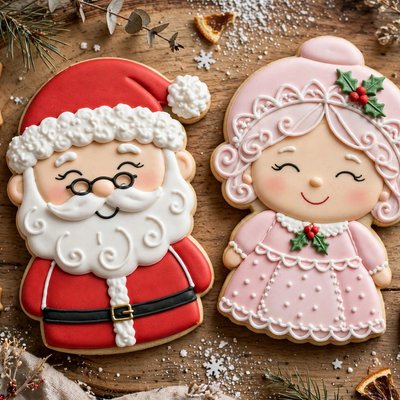 Christmas Mrs. And Mr. Claus Celebration cookie, your design