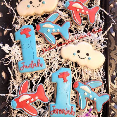 Airplane In The Clouds Birthday Sugar Cookies 