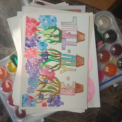 Watercolor Postcard Be You Tiful