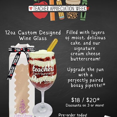 Teacher Appreciation Cake Glass