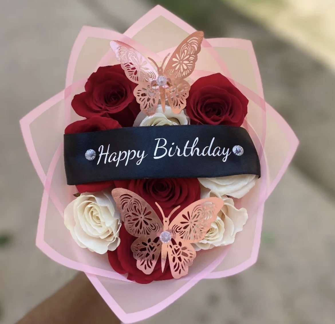 10 Stem w Butterflies and Banner