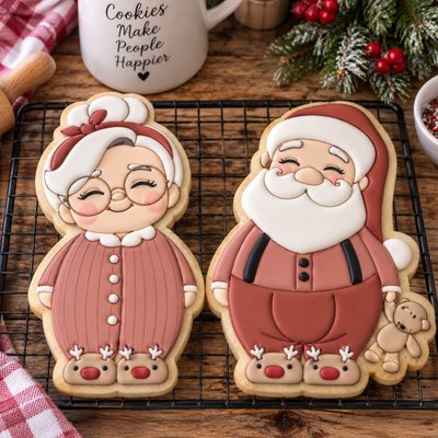Mrs. And Mr. Claus Sugar Cookies Set Dozen 