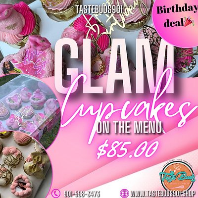 Glam Cupcakes With Strawberries & Pictures 