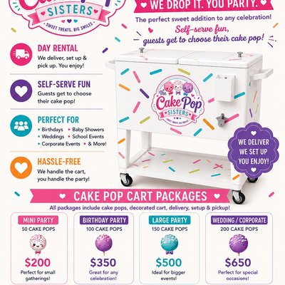FULLY STOCKED CAKE POP CART