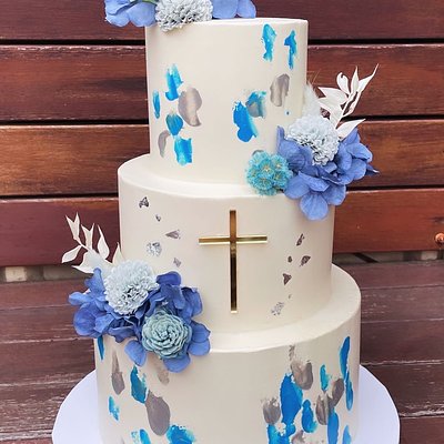 3 teir Baby Christening Cake