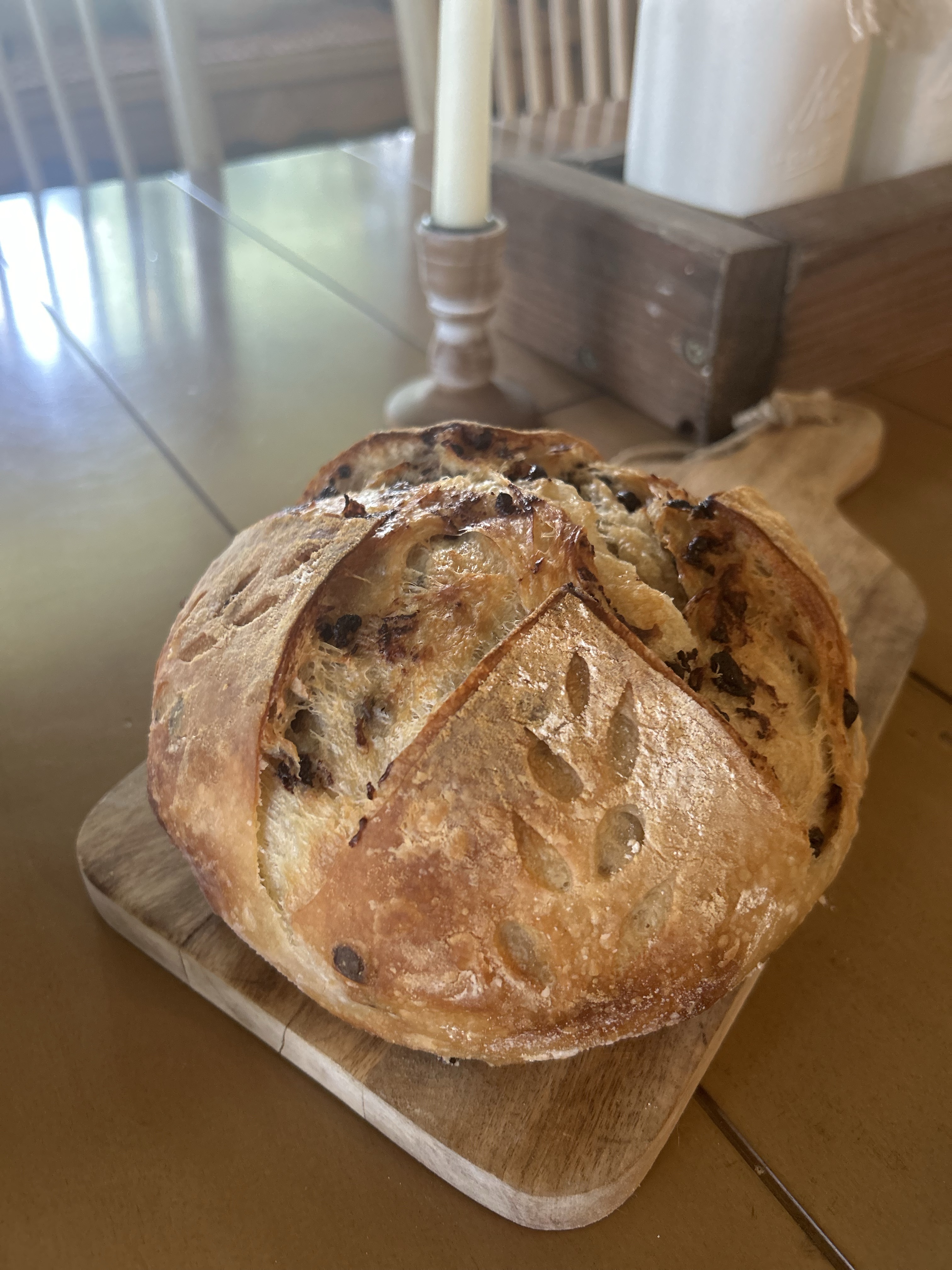 Croissant Chocolate Chip Sourdough Bread, Half Size Dessert Loaf