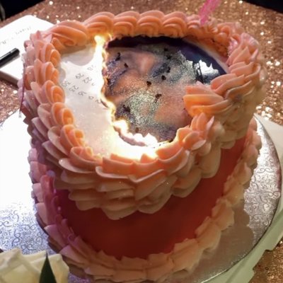 Burning Away Heart Cake 
