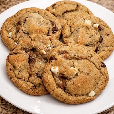 Brown Butter Double Chocolate Toffee Chip Sourdough Cookies