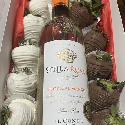 Chocolate Covered Strawberries With Flowers And Wine