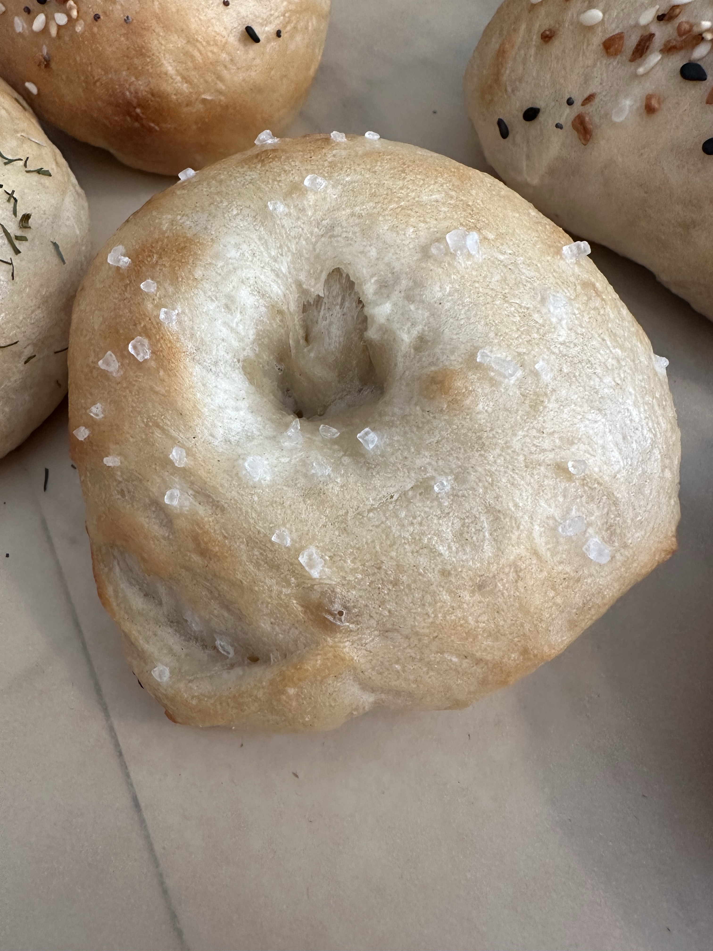Lightly Salted Sourdough Bagels