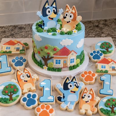 Bluey Cake Celebration Cake With Cookies