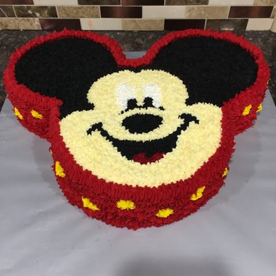 3D Micky Mouse Cake. Vanilla With Buttercream Frosting Feeds 30-40 Ppl