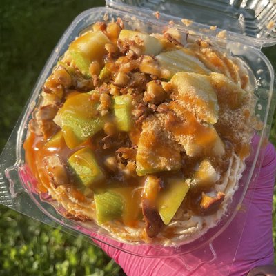 Snicker- Cheesecake Apple Salad W/ Caramel Topping 