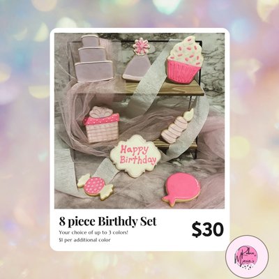 8pc Birthday Cookies