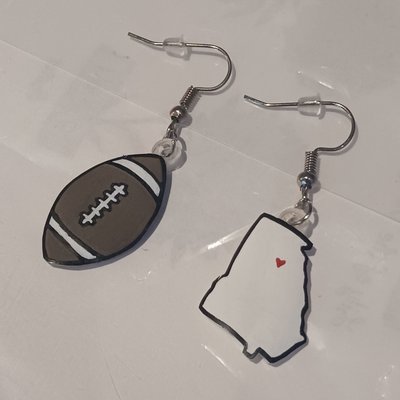 Heart Athens Football Earrings