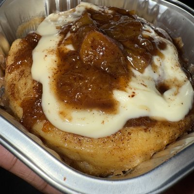 Peach Cobbler Stuffed Cinnamon Rolls