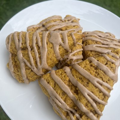 Sourdough Pumpkin Scones with Maple Spice Glaze