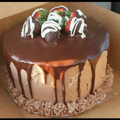9in 4 Layer Vanilla Cake Chocolate Frosting 