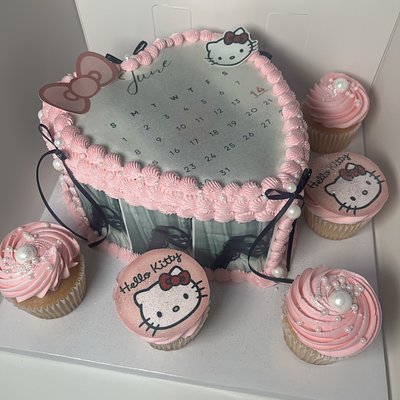 Celebration Board Cake And Cupcakes 