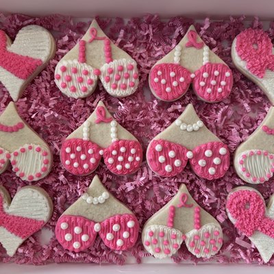 Breast Cancer Awareness Sugar Cookies With Buttercream Frosting