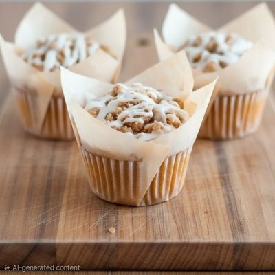 Single Pumpkin Muffins With Streusel Topping And Vanilla Glaze 