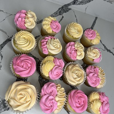 Pink And Yellow Cupcakes 