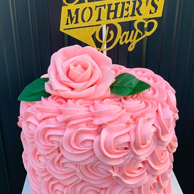 #3 Mother’s Day Pink Rosette Cake 