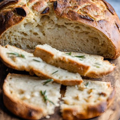 Sourdough Roasted Garlic Rosemary Bread 