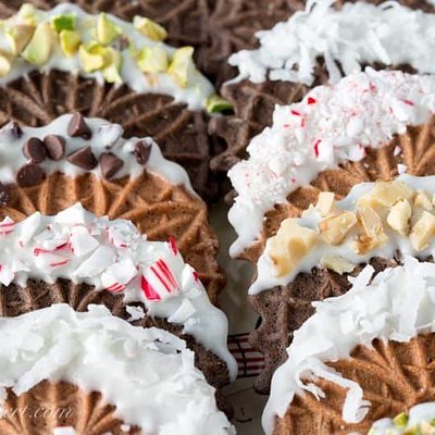 Chocolate Dipped Pizzelle Cookies
