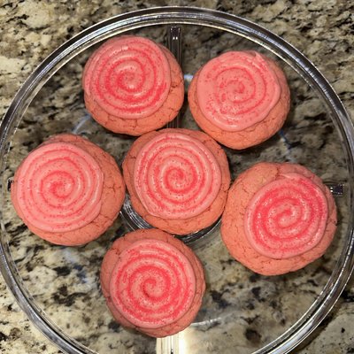 Half a Dozen Strawberry Swirl Cookies