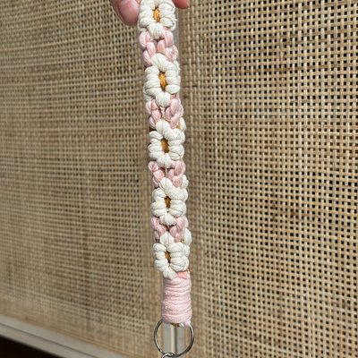 DAISY | Pretty in Pink Macrame Keychain Wristlet, Light Pink