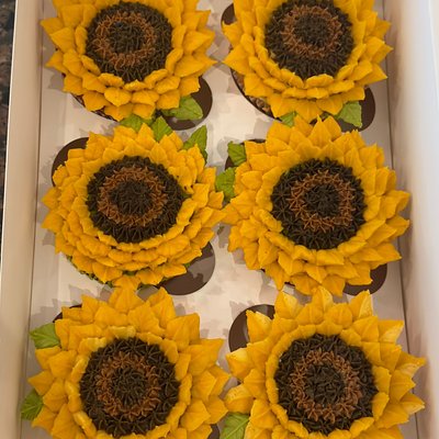 6 Standard Size Floral Cupcakes