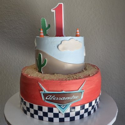 2 Tier Cars Theme Cake 