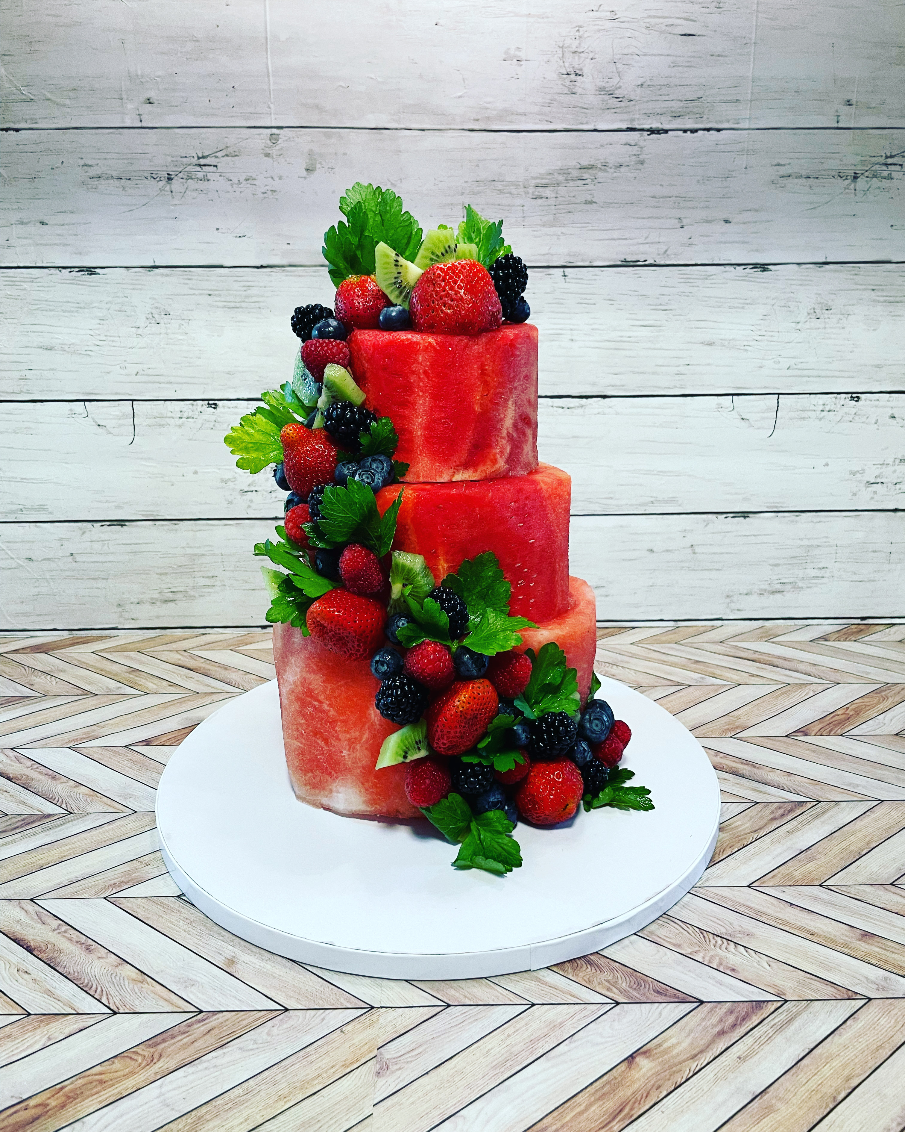 3 Tier Fresh Fruit Cake 