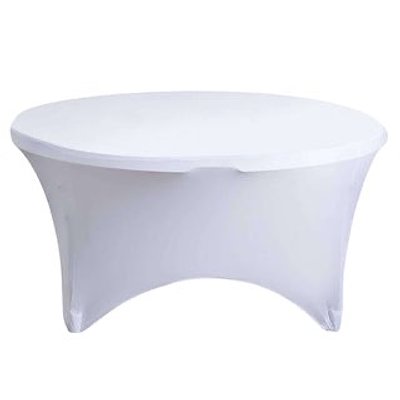 White 60” Round Spandex Tablecloth